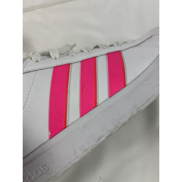 Adidas Grand Court 2.0 Sneakers White Lucid Pink Bright Red Size 8 Low Top - Picture 8 of 14